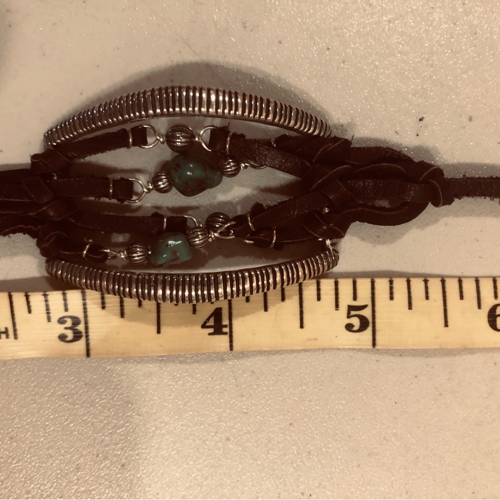 Carolyn Pollack American West bracelet leather sterling turquoise